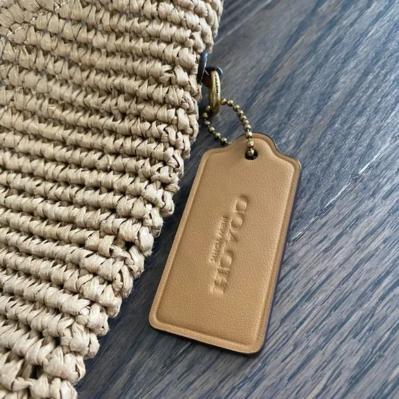Coach Brooklyn 39 Tan Straw Shoulder Bag - Picture 9 of 9